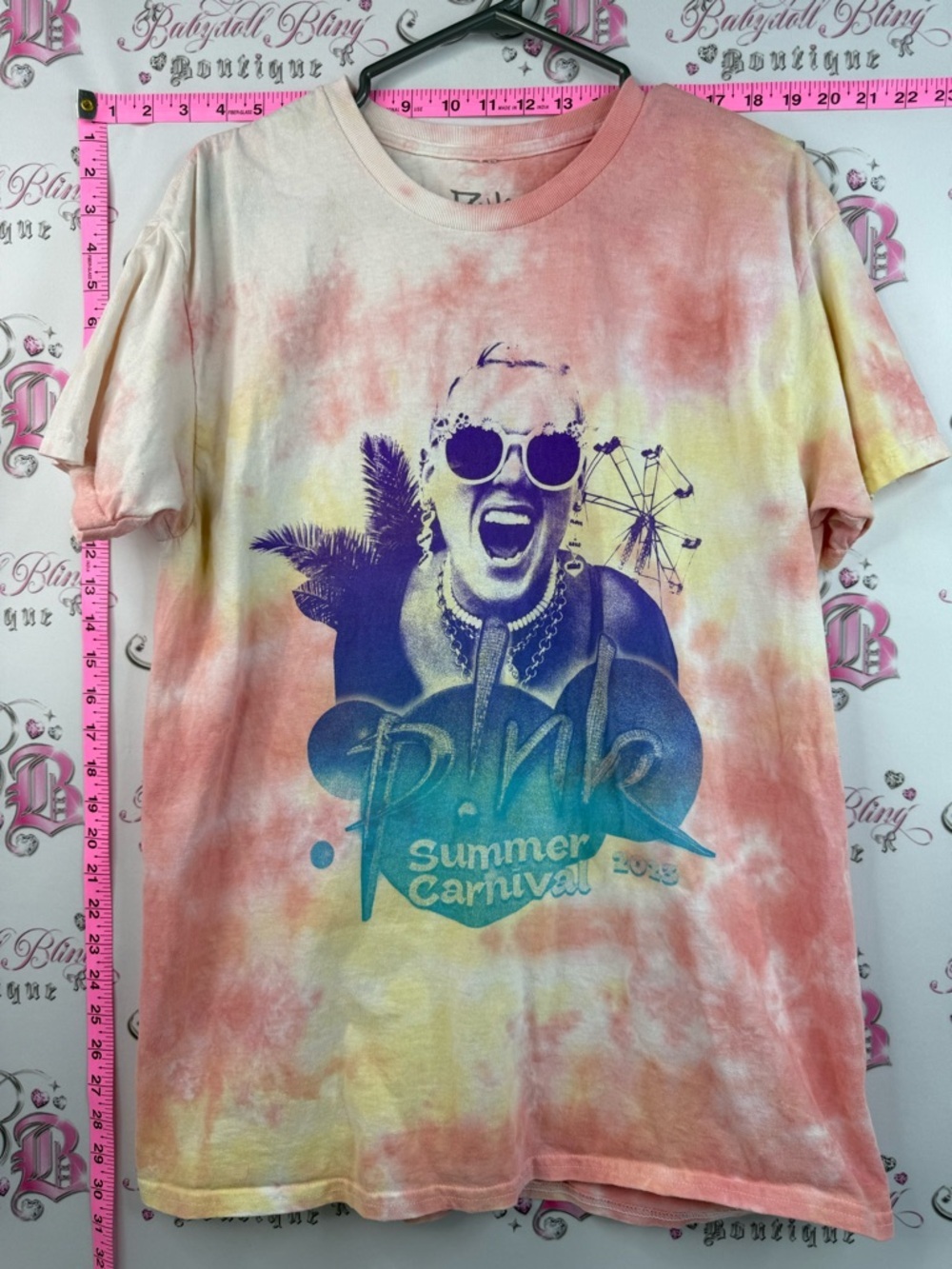 Pink concert band 2023 Tie-Dye 'P!nk Summer Carnival' Graphic Pastel Yellow Blue